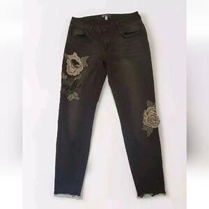 Boom Boom jeans size 11 black with flower patches juniors